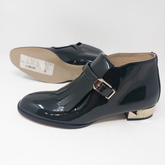 Valentino Garavini Patent Leather Fringe Green Loafer Boots Rock Stud 37 EU 7 US - Picture 5 of 6